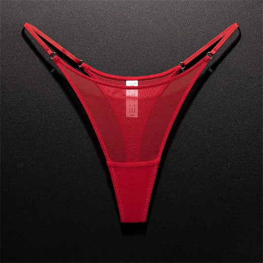 Tanga de mujer con abertura alta sin costuras, malla ultrafina, ropa interior sexy, gasa transparente, deportiva, fitness, talla grande