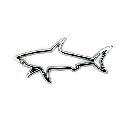 Pegatina de metal 3D para coche, emblema de tiburón y pez, calcomanías para tapa de combustible de motocicleta, decoración, logotipo, accesorios para coche