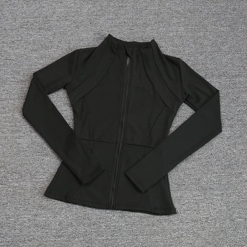 Chaqueta deportiva para mujer, camiseta de yoga, ajustada, de manga larga, para correr, pilates y fitness