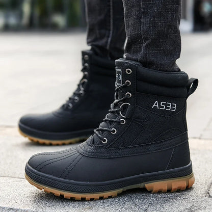 Botas de nieve de invierno para hombre, talla grande 47, para exteriores, para entrenamiento, trabajo, impermeables, antideslizantes, mantienen el calor en invierno.