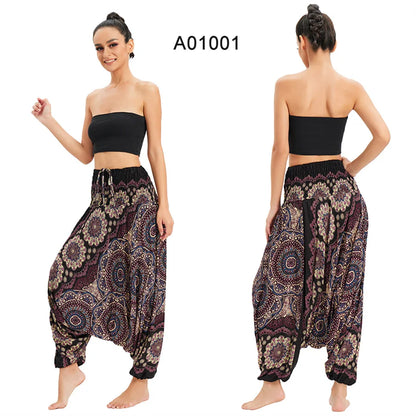 Bohemian Pants Women Pantalones Mujer Hippie High Waist Rayon Harem Baggy Boho Yoga Beach Wear Pour Femme Calca Feminina Printed
