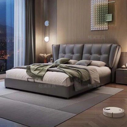 Cama minimalista europea con almacenamiento de madera, moderna y multifuncional, tamaño king, para sala de estar, de lujo, decoración de habitación