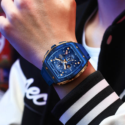 Relojes LIGE de primera marca para hombre, reloj de pulsera de cuarzo cuadrado de lujo, reloj cronógrafo luminoso resistente al agua para hombre, reloj con fecha