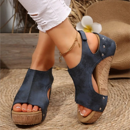 Sandalias de cuña para mujer, elegantes sandalias de verano, huaraches, zapatos de tacón para mujer.