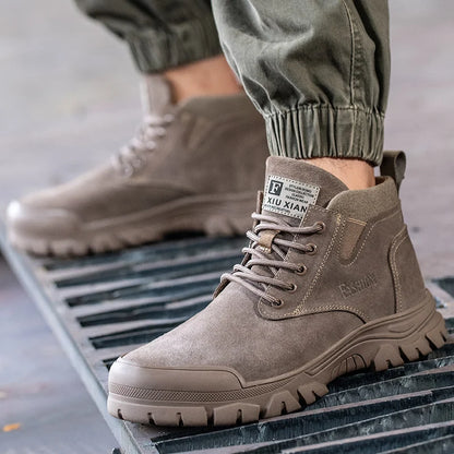 Zapatos de seguridad para hombre, antiperforación, indestructibles, zapatos de trabajo de moda, zapatos de trabajo para exteriores, botas con puntera de acero.