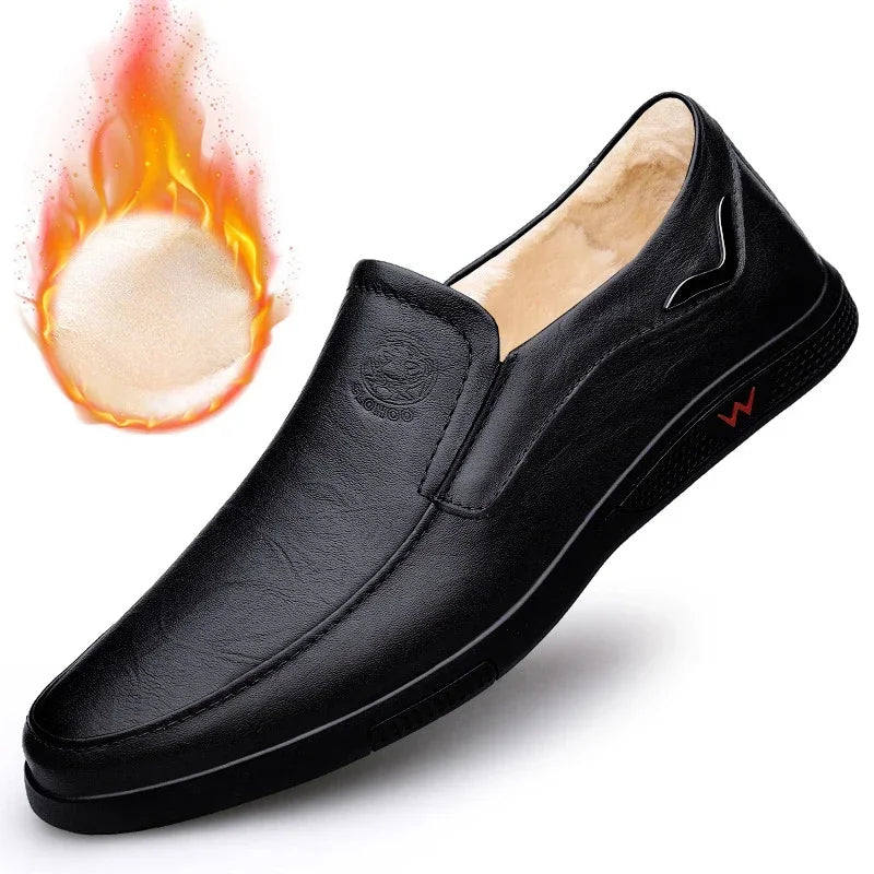 Zapatos de hombre hechos a mano, zapatos de cuero para negocios, mocasines con suela de goma, zapatos casuales sin cordones para hombre, zapatos de oficina para trabajo, zapatos de vestir planos negros.