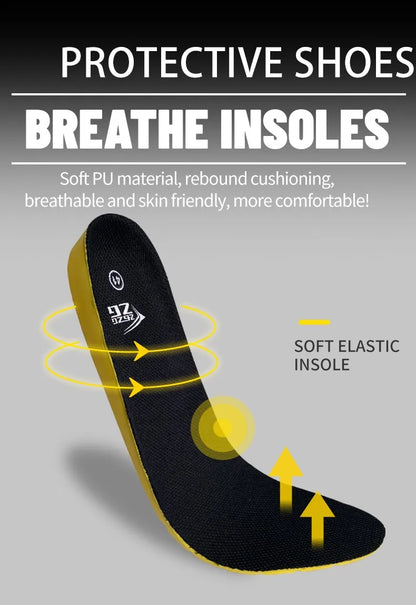 Botas de seguridad de lujo de caña alta en piel de vacuno para hombre, con puntera de acero, protección antiimpactos y antipinchazos, resistentes al desgaste.