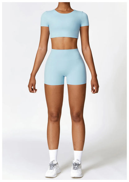 2PCS Seamless Yoga Set Women Workout Set Sportswear Gym Clothing Fitness Long Sleeve Crop Top High Waist Leggings Sports Suits