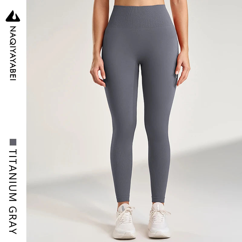 Leggings deportivas para mujer, color sólido, para gimnasio, correr, yoga, pantalones largos, cintura alta, efecto vientre plano, elásticas, pantalones de chándal, siete colores.