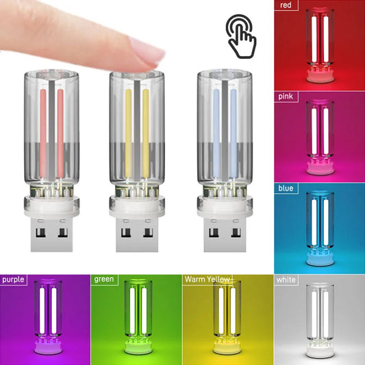 Luz de ambiente para coche, luz nocturna USB, atenuación táctil, lámpara LED de filamento incandescente, bombilla, iluminación de emergencia, lámpara ambiental Plug &amp; Play.
