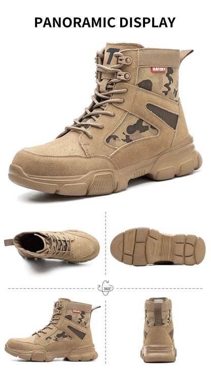 Zapatillas indestructibles, zapatos de seguridad con puntera de acero, resistentes a perforaciones, botas tácticas