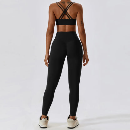 Conjuntos de ropa de yoga para mujer, ropa deportiva, leggings de cintura alta y top, conjunto de dos piezas, chándal de gimnasio sin costuras, conjuntos de entrenamiento de fitness