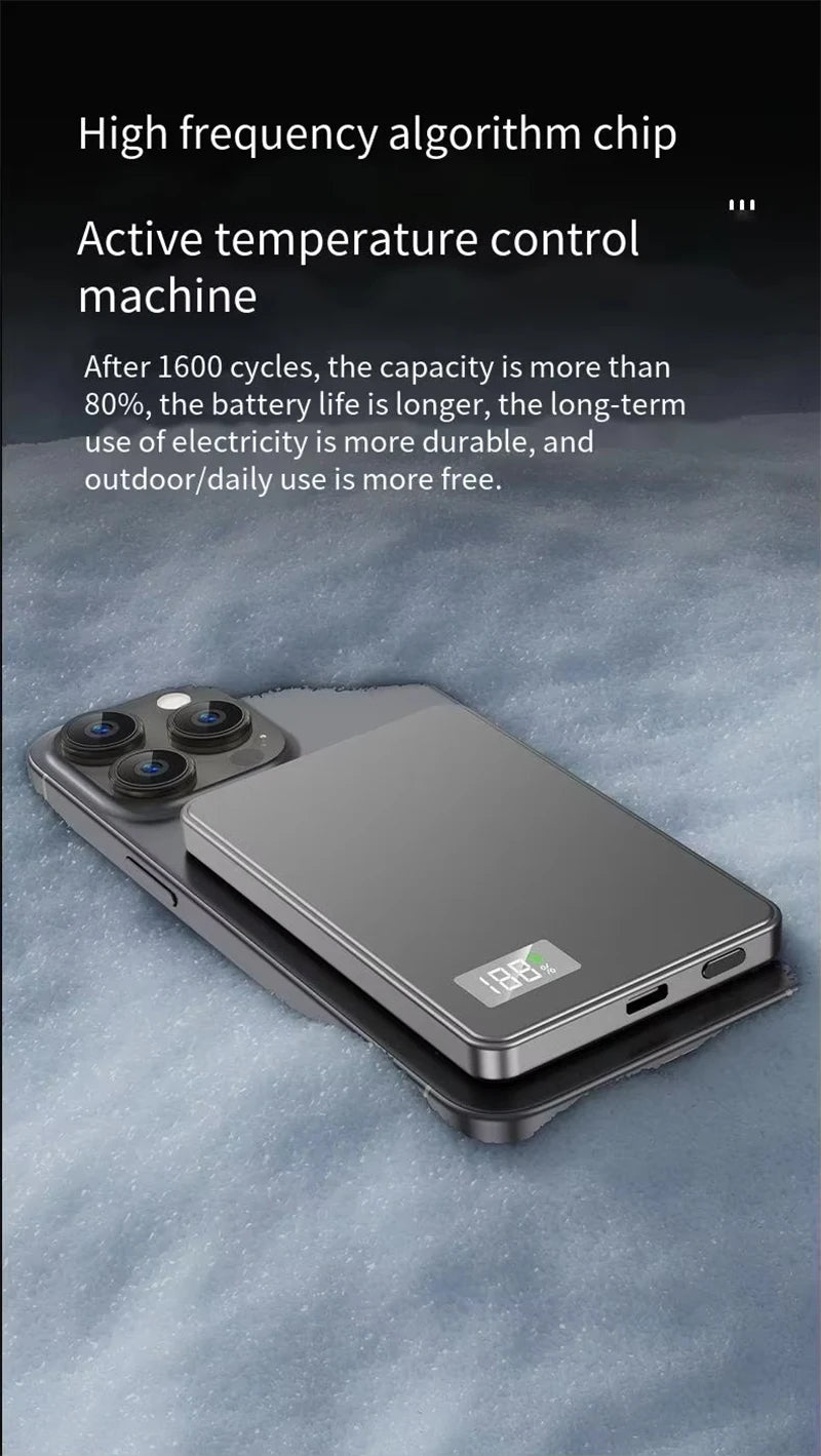 Batería externa portátil Xiaomi de 500.000 mAh, inalámbrica y magnética, PD22,5 W, carga rápida, compatible con Magsafe para iPhone y Samsung.