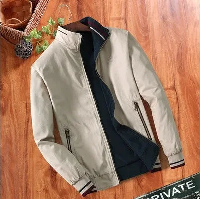 Chaqueta informal de doble cara para hombre, otoño invierno 2024, para llevar al revés, profesional, de negocios, formal, ajustada.