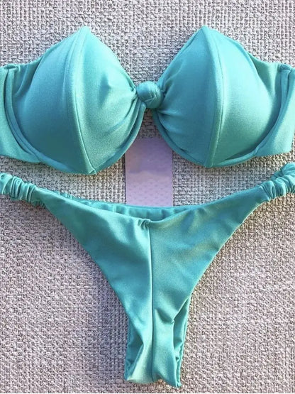 Traje de baño de tanga de leopardo para mujer 2020, conjunto de bikini sexy con estampado push up, traje de baño femenino, conjunto de bikini brasileño, traje de baño Biquini