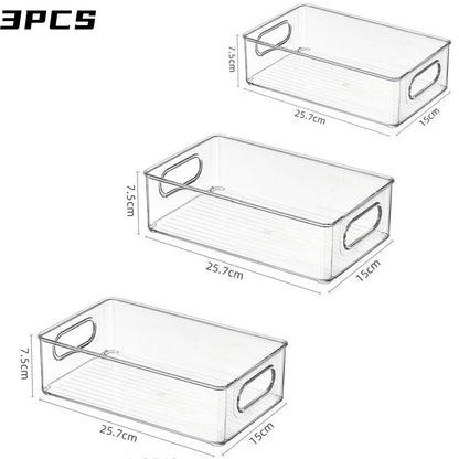 1/2/3 contenedores transparentes para despensa con asas, organizadores apilables para refrigerador, contenedores organizadores para gabinetes o refrigeradores