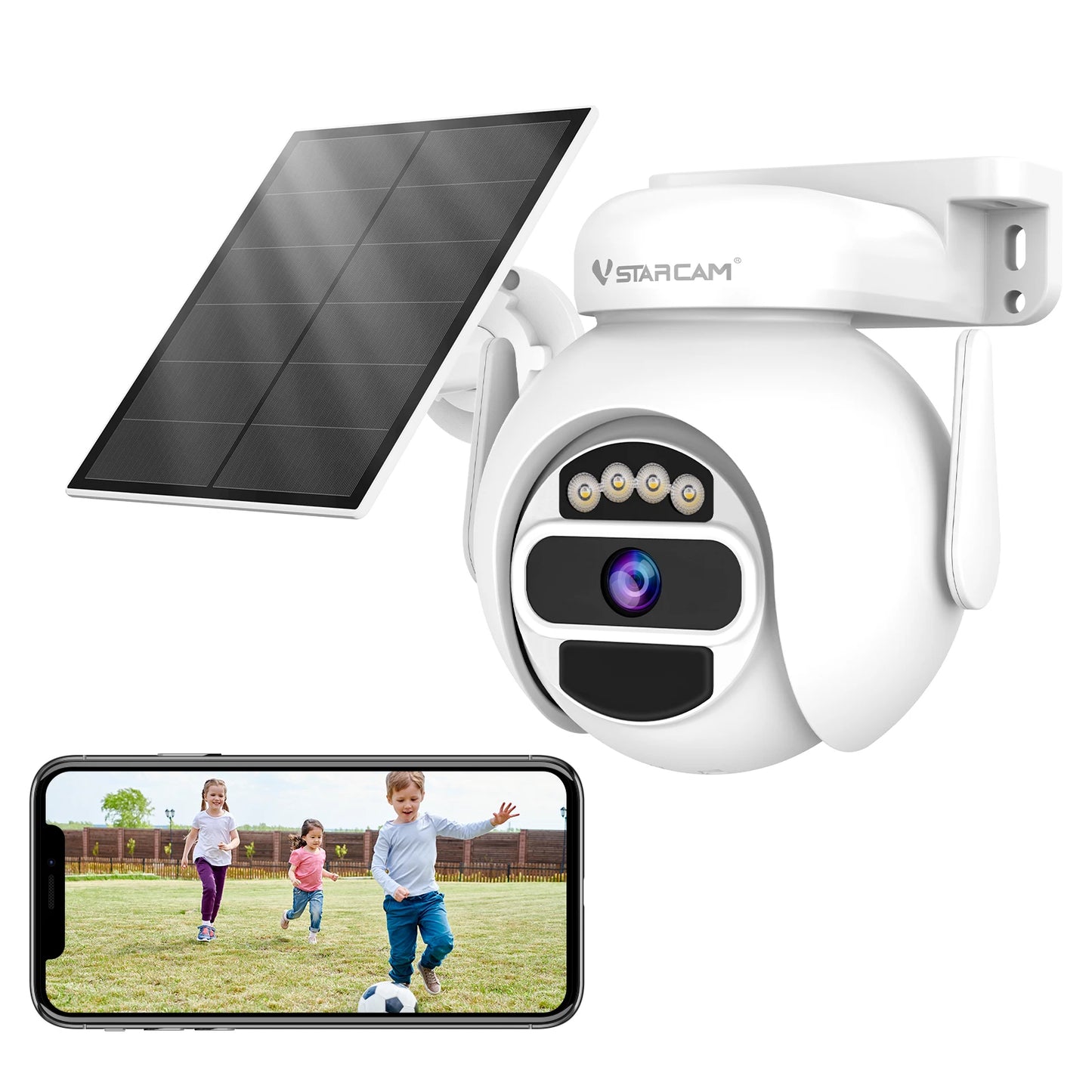 Cámaras de seguridad solares Vstarcam 2K 3MP inalámbricas para exteriores con alimentación por batería, resistentes al agua IP66, detección humana PIR, audio bidireccional