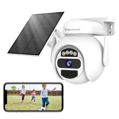 Cámaras de seguridad solares Vstarcam 2K 3MP inalámbricas para exteriores con alimentación por batería, resistentes al agua IP66, detección humana PIR, audio bidireccional