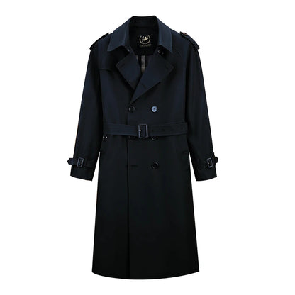 Super long windbreaker down liner  weatherproof men's trench coat British trend black trench coat men's casual coat