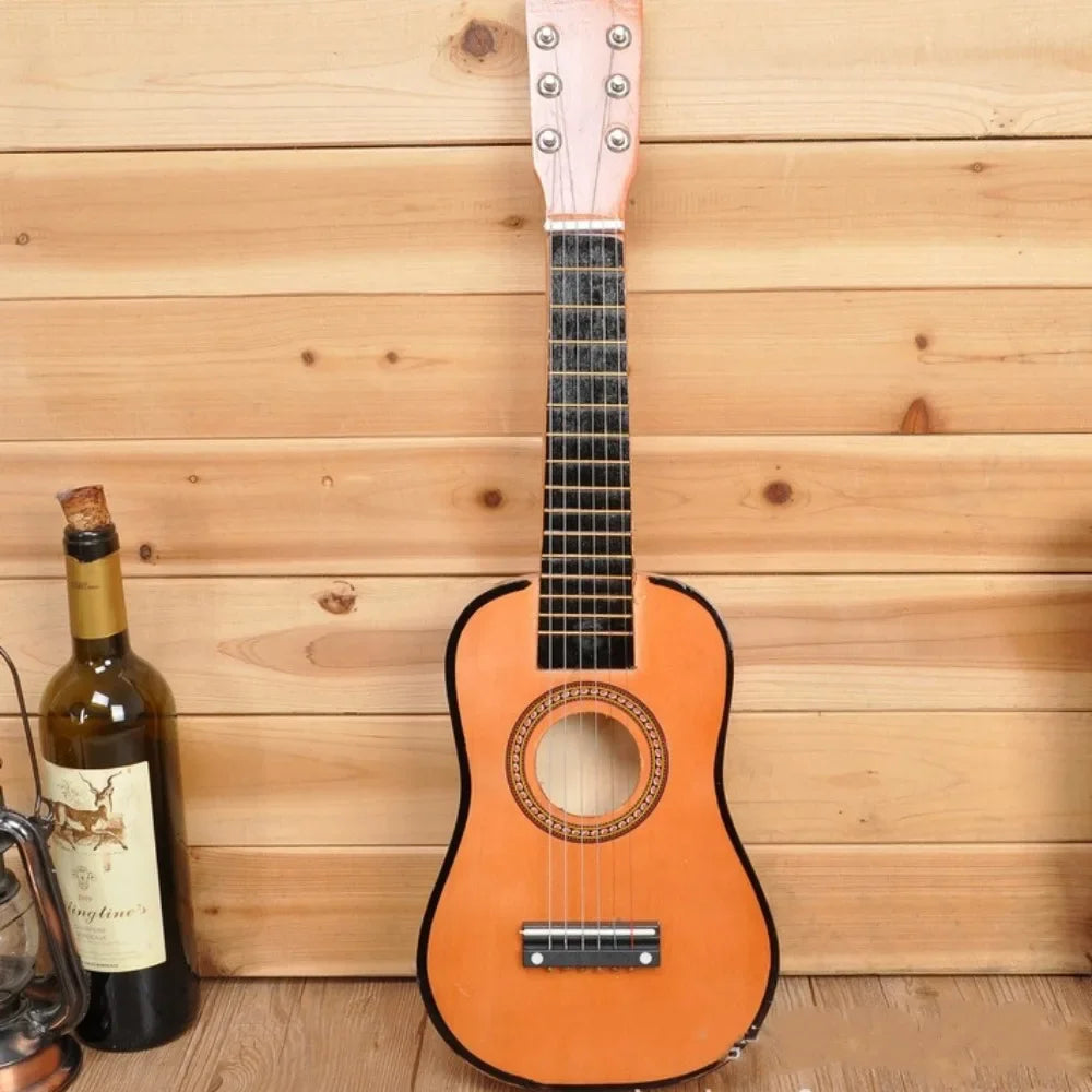 Guitarra infantil de madera maciza con perilla de cuerda ajustable, instrumento infantil multicolor, juguete clásico de alta calidad de sonido.