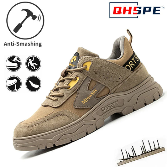 Zapatos de mujer con punta de acero, zapatillas transpirables para mujer, zapatos de trabajo antipinchazos y antigolpes, botas de seguridad protectoras con punta de acero para hombre.