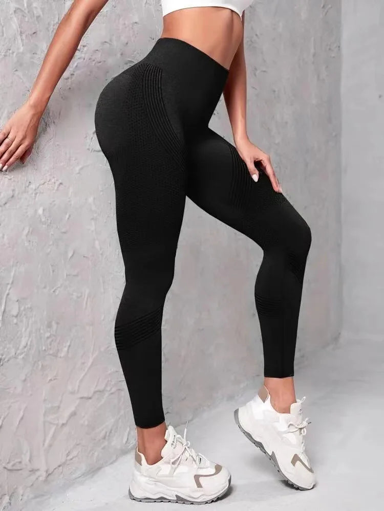 Leggings deportivos de cintura alta con rayas y malla para mujer, levantan glúteos y cadera, ideales para entrenamiento al aire libre, correr, yoga y gimnasio.