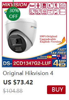 Cámara IP Hikvision ColorVu Smart Hybrid Light DS-2CD1383G2-LIU 4K 8MP con doble luz blanca y micrófono integrado.