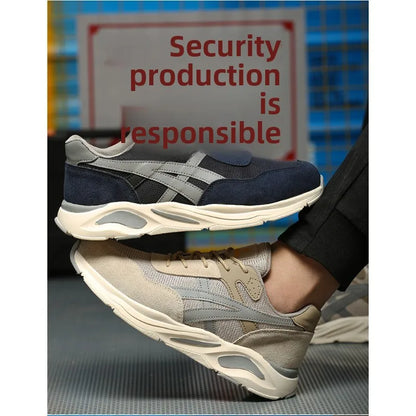 Nuevos zapatos de protección laboral ligeros y transpirables para hombres y mujeres, con puntera de acero antiaplastamiento y antipinchazos.