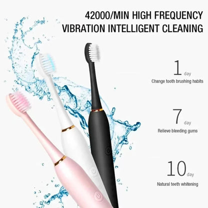 Cepillo de dientes eléctrico ultrasónico de seis velocidades, para el hogar, suave, con carga USB, impermeable, limpiador de dientes automático para adultos, juego para parejas
