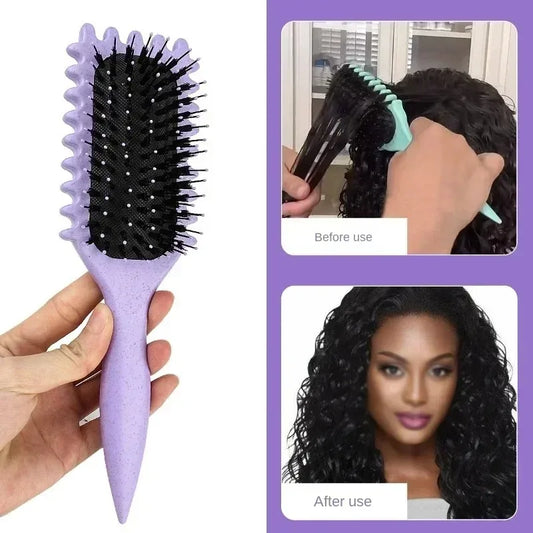 Cepillo para peinar y dar forma a los rizos de hombres y mujeres. Cepillo para peinar y dar forma a los rizos de hombres y mujeres. Herramientas para reducir los tirones.