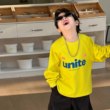 Ropa para niños, camiseta de baile callejero para niños, color amarillo pesado, letras modernas y geniales, para niños y niñas, manga corta de verano.