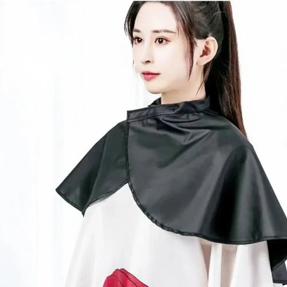 Capa de tela para teñir el cabello, corta, cuadrada, negra, impermeable, para peluquería, peluquería, corte de pelo, capa de tela para peluquería.