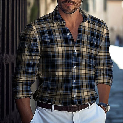 Camisa de manga larga para hombre con estampado de lunares, solapa y botones. Estilo veraniego informal, ideal para la moda hawaiana.