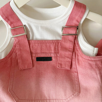 Conjuntos de ropa para niños: top vaquero con cuello halter, camiseta sin mangas y falda, 3 piezas, ropa de niña, ropa de boutique para niños de 2 a 7 años.