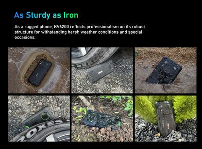 Teléfono resistente Blackview BV6200 con pantalla IPS HD+ de 6,56 pulgadas, batería de 13000 mAh, 8 GB (4+4) de RAM, 64 GB de almacenamiento, cámara de 13 MP, GPS, Android 13 y certificación IP68/IP69K.