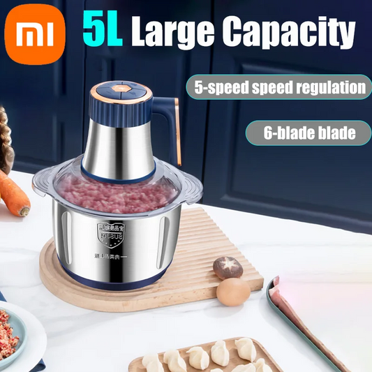 Licuadora multifunción Xiaomi de acero inoxidable para carne, frutas y verduras. Procesador de alimentos. Picadora de carne eléctrica de cocina de cinco velocidades.