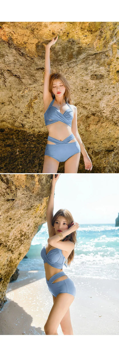 Bikinis sexys 2024, trajes de baño para mujer, traje de baño femenino de cintura alta, trajes de baño rojos push up, conjunto de bikini coreano para niñas, ropa de playa, bañista