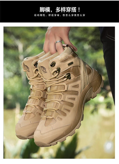 Botas de senderismo para hombre, botas tácticas de combate para el desierto, zapatos de invierno para hombre, botines de desierto para hombre, zapatos de seguridad para el trabajo, talla grande 39-46