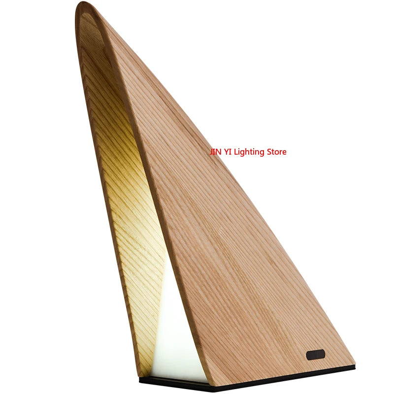 Lámpara de cama sencilla y moderna para dormitorio, luz de noche pequeña, madera maciza, iluminación creativa de ambiente USB.