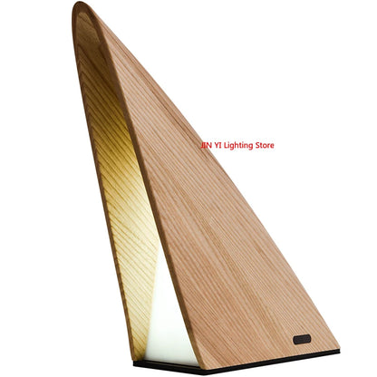 Lámpara de cama sencilla y moderna para dormitorio, luz de noche pequeña, madera maciza, iluminación creativa de ambiente USB.