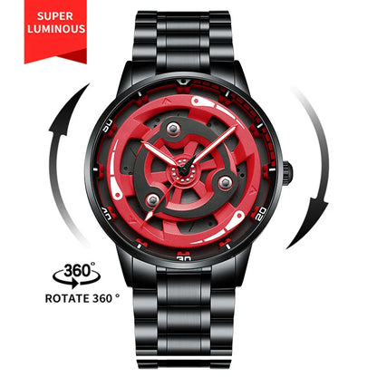 Reloj de cuarzo con esfera giratoria caleidoscopio Sharingan, esfera de anime japonés 3D, reloj de marca superior de lujo, resistente al agua, reloj de moda para hombre.