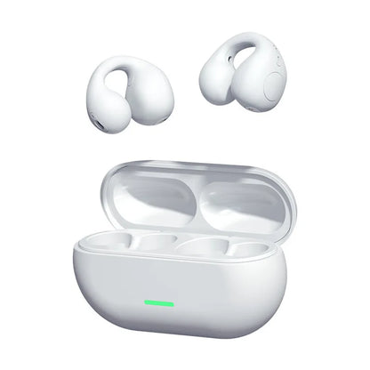 Auriculares inalámbricos TWS Bluetooth 5.3 de conducción ósea T75 con clip para la oreja, cancelación de ruido para música, llamadas HD, deportes y juegos.