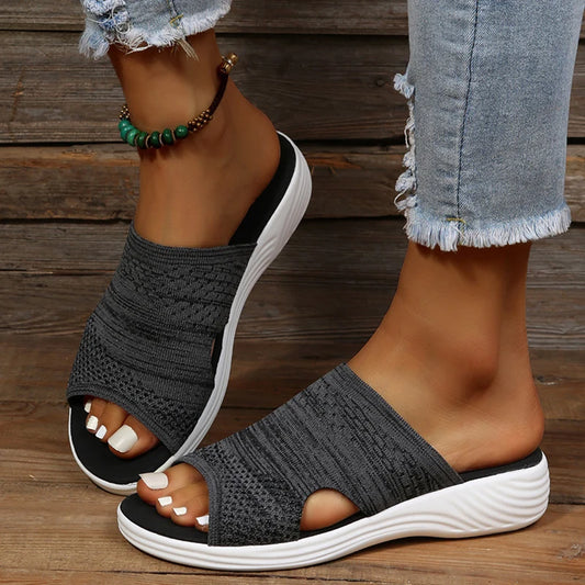 Sandalias de verano para mujer, zapatos de cuña a la moda para mujer, sandalias de punta abierta, sandalias elegantes para mujer, calzado femenino