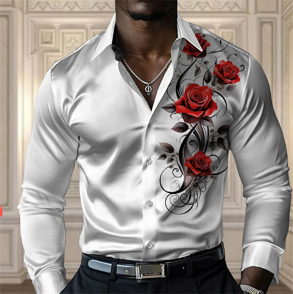 2025 Men's Printed Casual Comfortable Button Long Sleeve Shirt Party Gift Four Seasons Collar High Quality Shirt