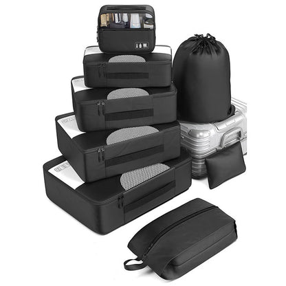 Conjunto de 8 bolsas de viaje de alta calidad, impermeables, organizadoras de equipaje, separadoras de ropa y cubos de embalaje portátiles.