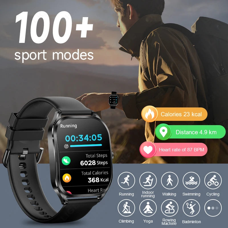 Reloj inteligente FOXBOX para mujer, con pantalla curva 3D, Bluetooth, llamadas, deportivo, resistente al agua, monitor de salud, para hombre y mujer.