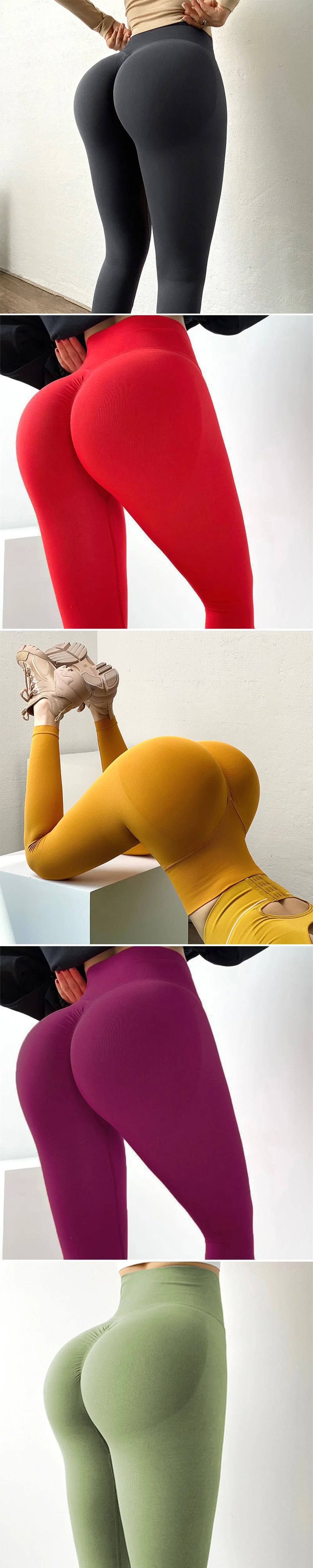 Women Yoga Leggings Hips Lifting Gym Leggings Seamless Sport Pants High Waist Fitness Leggings Bubble Butt Workout Running Pants