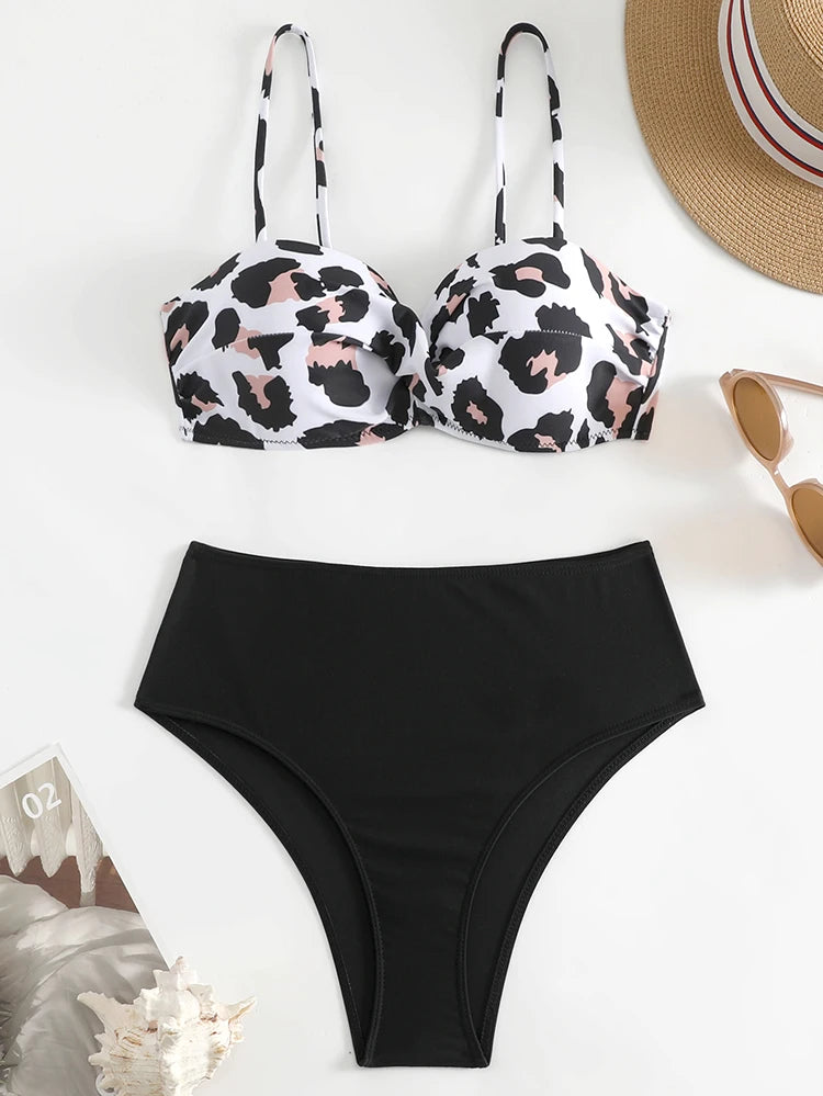 Traje de baño para mujer 2025, traje de baño de dos piezas con cuello halter, conjunto de bikini para mujer, ropa de playa de verano, traje de baño con cordón ajustable, tanga, copa triangular