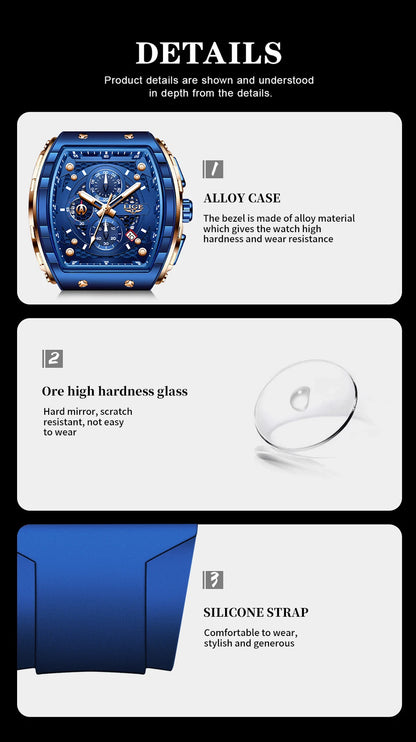 Relojes LIGE de primera marca para hombre, reloj de pulsera de cuarzo cuadrado de lujo, reloj cronógrafo luminoso resistente al agua para hombre, reloj con fecha