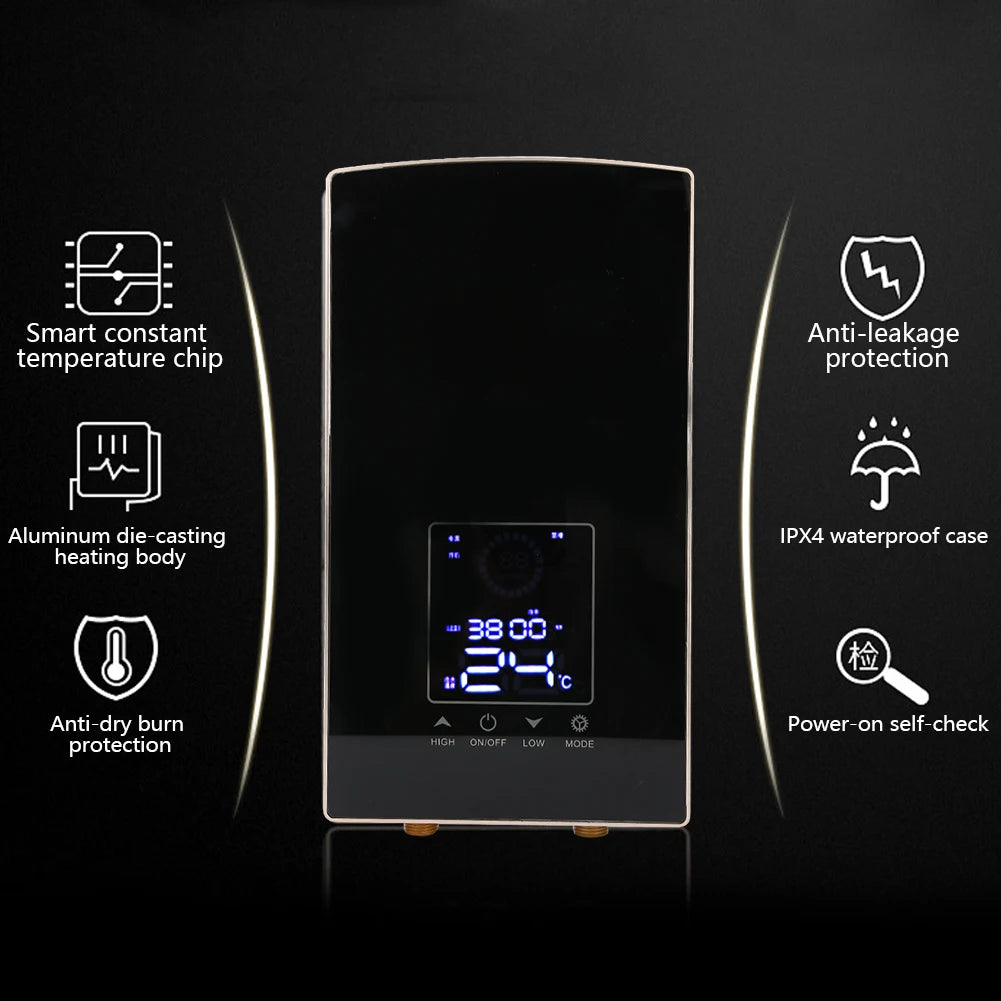 Calentador de agua eléctrico mural con control por voz. Calentador de agua instantáneo para baño, 220-240 V.